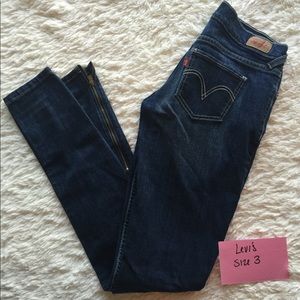 Levi's Skinny side zip dark wash jeans